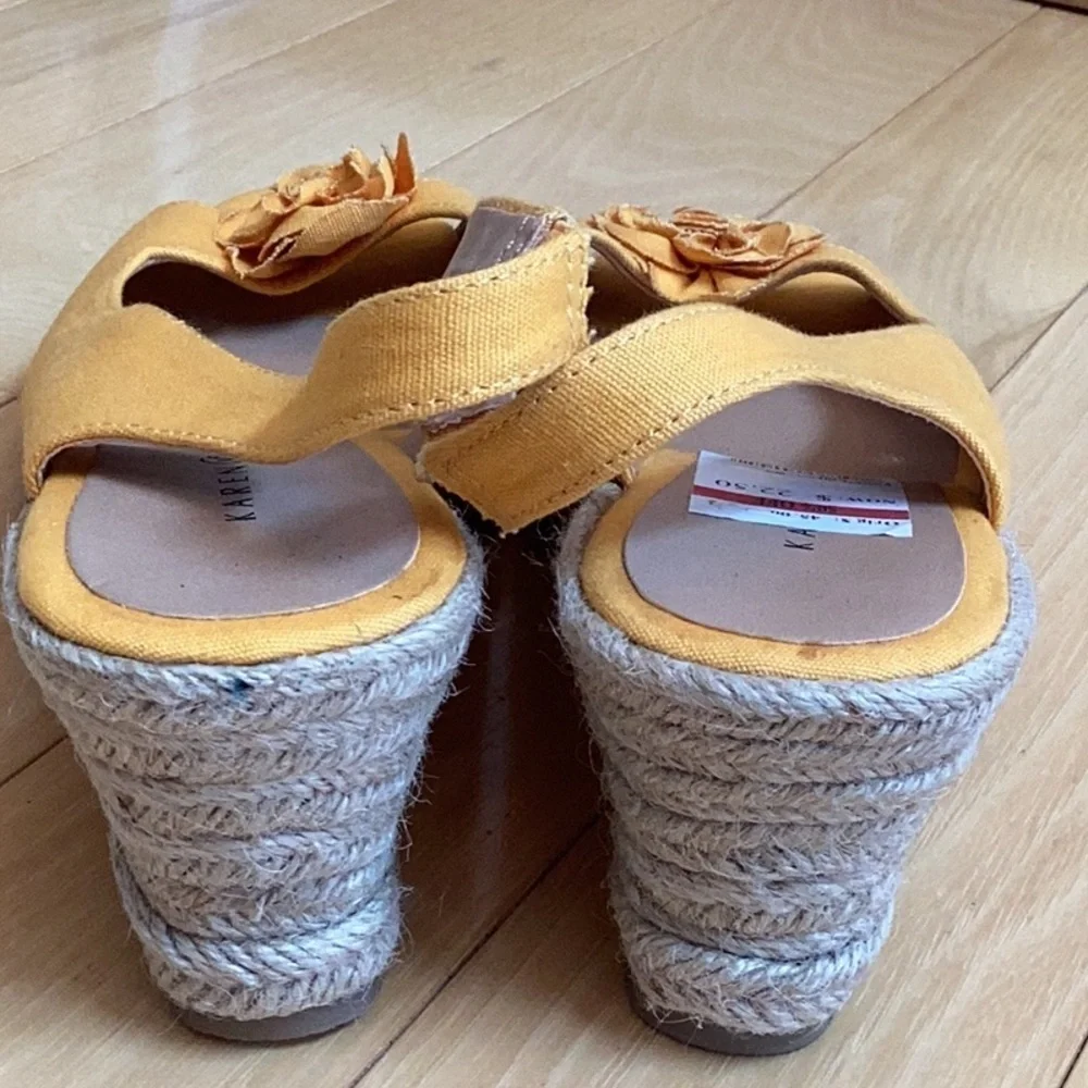 Karen Scott yellow Espadrille Slingback wedge sandals. Women’s size 9.5
